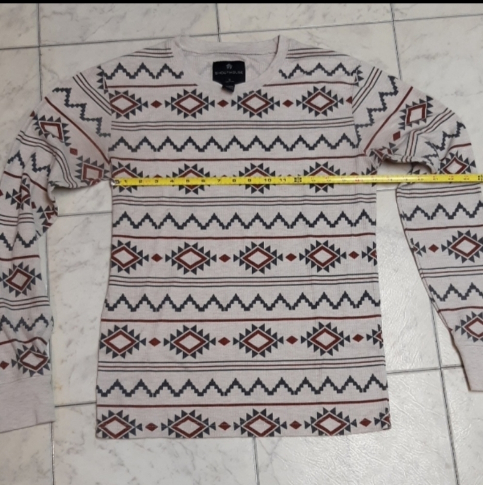 Mens sz S long sleeve shirt thermal knit SHOUTHOUSE cold weather winter print